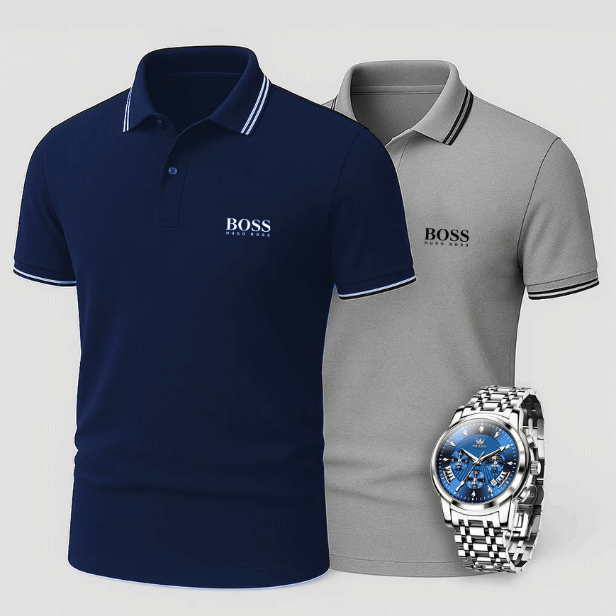 [Buy 2 Pay 1] 2-Pack Premiere Polo Shirts + Exclusive Watch