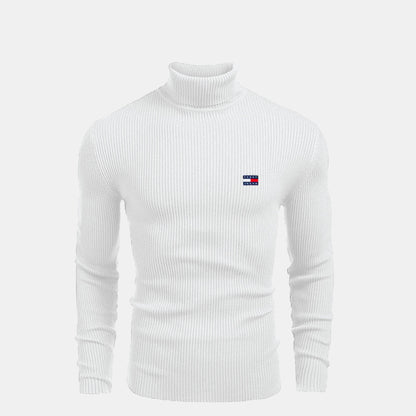 TH Turtleneck Cable-Knit Wool Sweater