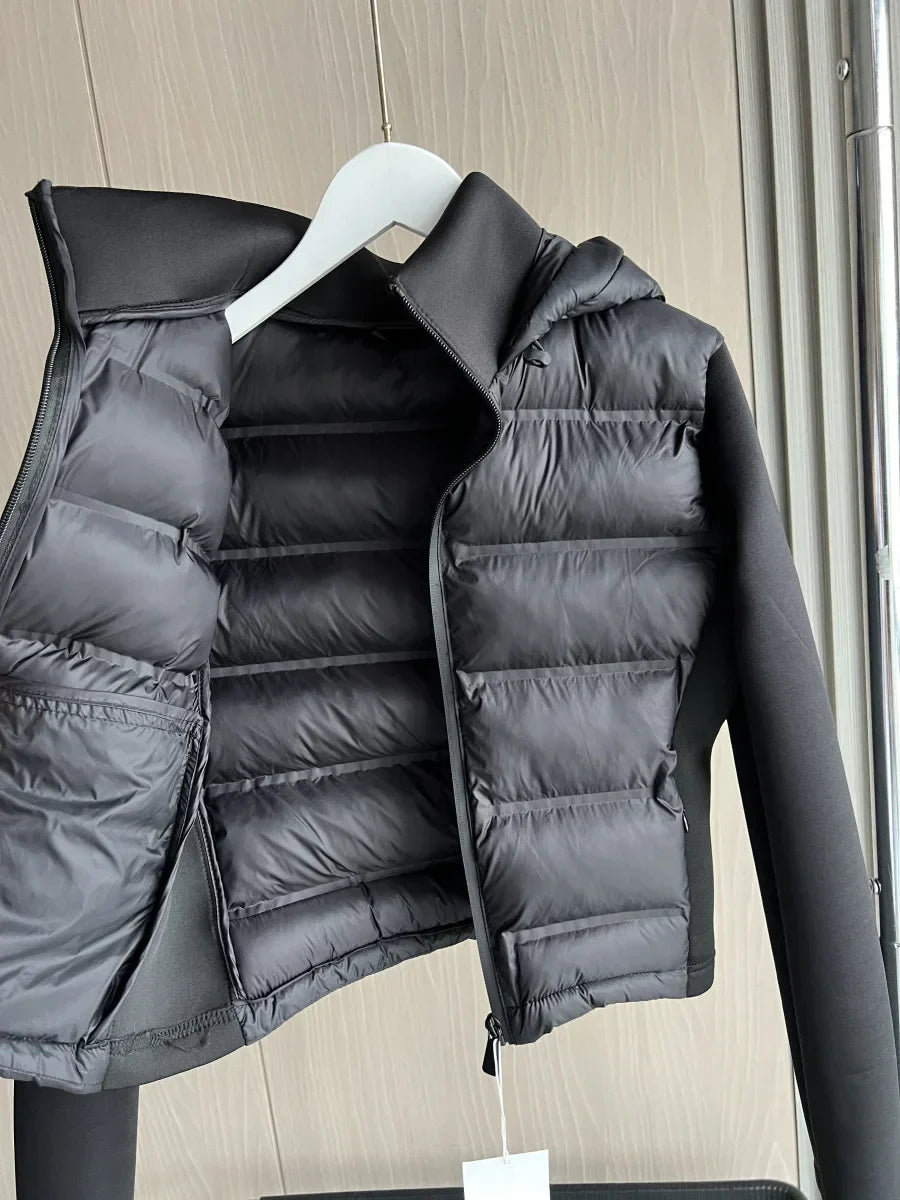 Jaqueta Feminina Leve com Capuz Acolchoada Para o Inverno
