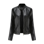 Jaqueta Feminina Estilo Punk Rock com Gola Alta